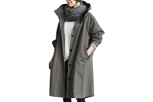 Angxiwan Regenjacke Damen Wasserdicht Windbreaker Große Größen Regenmantel Atmungsaktiv Leicht Futter Übergangsjacke Lang Softshelljacke mit Kapuze Outdoor Funktionsjacke Outdoorjacke