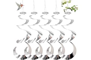 LUMOOM 5Pcs Spirale Réfléchissante Anti-Oiseaux, 70cm Répulsif À Oiseaux Efficace, Éloigne Pigeons, Protection pour Balcon, Décoration De Jardin Anti-Oiseaux (Argent)