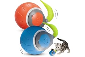 ANNISSA Pelota Interactiva para Gato, Smart Rolling Ball con Cola en Movimiento, Juguete Eléctrico Recargable para Perros