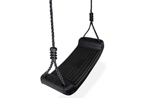 ‎HOQ HOQ Schaukel-Sitz - verstellbares Schaukel-Brett - rutschfeste, wetterfeste Kinder-Schaukel - Garten- & Spielplatz-Zubehör - Indoor & Outdoor Schwarz