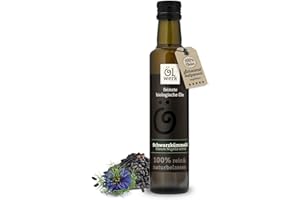 Ölwerk Organic Black Cumin Oil Unfiltered 250 ml - Egyptian Nigella Sativa Oil, Cold Pressed & Mill Fresh - High Thymoquinone Content, Natural & Vegan - Made in Germany