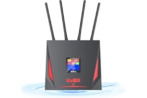 KuWFi Routeur 4G SIM, Routeur 4G LTE WiFi Cat4 300 Mbps avec Carte SIM, Données 4G et Port USB, Box 4G Déverrouillé pour Orange SFR Free Bouygues, Routeur de Voyage Connectez jusqu'à 10 Appareils