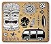 Produktbild Vintage Hawaii Mouse Pad, Retro Hawaii Tattoo Old School Van Surfing Board Starfish Soft, Standard Size Rectangle Non-Slip Rubber Mousepad, Pale Brown Black White