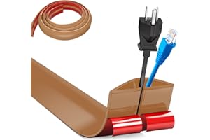 BUERPINKING Cubiertas de Suelo para Cables, 1M X 5cm Ancho Canaleta Cables Suelo, Pasacables Suelo,Protector de Cables para Suelo,Canal de Cable Flexible para Suelo,Cable Management para Todos Los Cables-Marrón