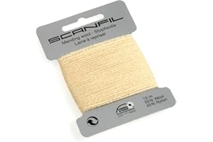 TURNER BROWNE CRAFTS Scanfil Mending Darning Wool Repair Thread Hole Yarn Jumper Sock Buy 1 2 Pks 262, Colour 045 Cream, 1 Card (15m)