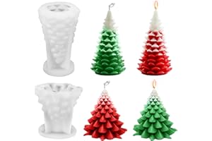 Moule Bougie Noel 2 Pièces, RUNEAY Moule Silicone Bougie Moule Silicone Noel Fabrication de Bougies, 3D Moule Bougie Sapin Pour Bougie Parfumée, Savon, Pouding