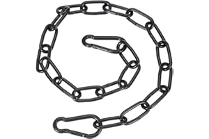 EujRcf Black Metal Chain, 1m Heavy Duty Gate Chain Lock with 2 Detachable Carabiners, Multi-Purpose Security Chain for Gates, Fences, Doors, DIY Projects
