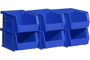 Akro-Mils 30210 AkroBins Plastic Hanging Stackable Storage Organizer Bin, 5x4x3-Inch, Blue, 6-Pack
