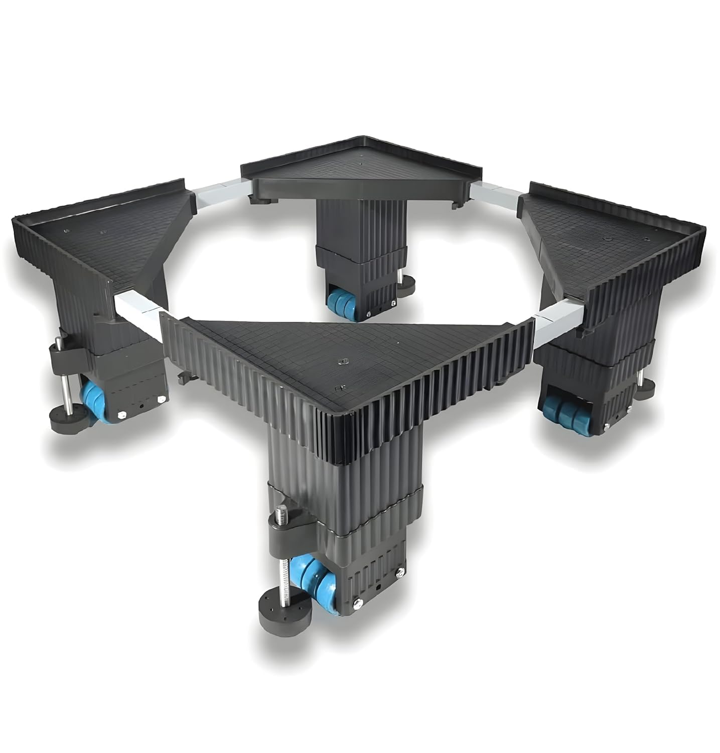 PUREAGLE Good Height Heavy Duty 24 Wheel Adjustable Stand/Trolley Washing Machine ONLY TOP Load, Dishwasher, Refrigerator with 4 Stopper Washing Machine 6.5/7/8/9/10 kg) (Stainless Steel, Black)