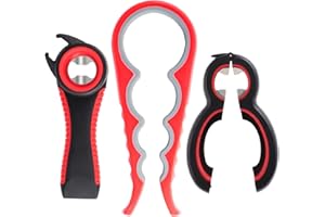 Gtwinsone 3 Pièces 6 en 1 Multifonctionnel Ouvre Bocal Manuel Facile Ouvre Canette Can Opener Caoutchouc Bocaux Pince à Bocaux Convient Mains Faibles,Personnes Âgées et Patients Souffrant D'arthrite
