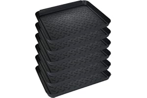 JMIATRY Set of 6 Plastic Boot Tray, 13.7" x 10.8" x 1.1" Shoe Tray Indoor, Multi-Purpose Boot Tray Indoor for Rain Boots, Winter Boots and Dog Bowl Mats or Cat Bowl Mats, Black