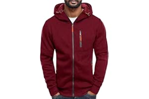 ZYPAINIY Sudadera con Capucha Decorada con Cremallera y Suéter de Color Sólido Slim Fit para Hombre Chaqueta Sudadera Casual con Capucha y Cremallera Elegante para Hombre