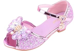 FGUUTYM Girls Princess Shoes Kids Mary Jane Crystal For Party Glitter Sequins School Shoes Princess Shoes Bridal Shoes Flat Fish Mouth Communion Shoes High Heels Baby Evening Shoes