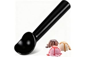 POLLY ONLINE Ice Cream Scoop,Black Aluminum Ice Cream Scooper,7.3 Inches One-Piece Design Nonstick Cookie Spoon,Durable,Easy to Clean