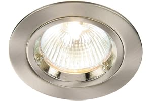 SAXBY LIGHTING Saxby Cast Modern Recessed 50W Fixed Twist & Lock Mains 240V LED Compatible GU10 IP20 Rated Satin Nickel Ceiling Spot Downlight for Kitchen Bedroom Lounge etc.