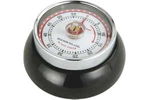 Zassenhaus Zegar kuchenny Speed, czarny, Ø 7 cm x 3 cm, analogowy wyświetlacz czasu z funkcją alarmu, zegar odliczający pomaga w planowaniu czasu gotowania lub pieczenia