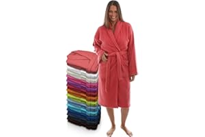 LEBENGOOD Peignoir pour femme et homme, 100% coton éponge américain, 400 g, avec ceinture, poches, peignoir doux, serviette de douche