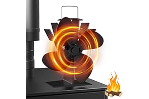 Drcokars Ventilateur Poele à Bois, Silencieux Ventilateur Cheminee Écologique Alimenté à la Chaleur à 4 Pales, pour Poêle à Bois/Cheminée/Gaz/Bûche/Poêle à Granulés