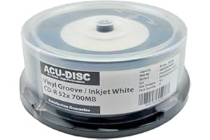 50 Pack ACU-DISC Black Bottom Pro Vinyl Blank Inkjet Printable CD-R 52x 700MB 80 Min Cake Box