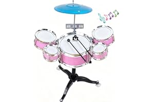 KiBcsLic Kids Drum Kit for Toddlers Junior Jazz Drum Set Toddler Toys Mini Band Rock Set Percussion Musical Instruments Educational Toy Gifts for Beginners Boys Girls Birthday Celebrations, Pink