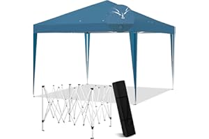 Laneetal Carpa Plegable, Gazebo 3x3 m de Jardín, Pergola Jardín para Exterior, Pabellón Cenador para Camping y Fiestas, Carpa Plegable Impermeable sin Paredes Laterales,Azul