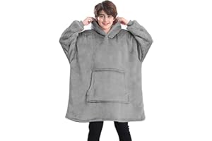 Lushforest Blanket Hoodie for Kids, Oversized Blanket Hoodie for Girls Boys, Wearable Blanket Hoodie Sweatshirt, Super Soft Sherpa Fleece Dressing Gown Throw Hooded Rob with Pocket