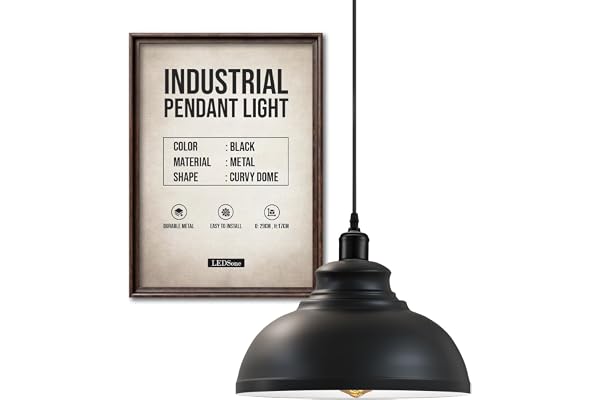 LEDSone Industriel Suspension Luminaire Rétro Lustre Plafonnier Vintage Lampe Éclairage de Plafond Abat-jour en Métal pour Restaurant Salon Chambre Cuisine Bar Couloir (Blanc) (Noir)