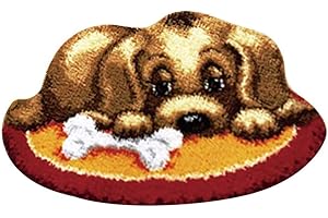 AYYDS Juego de alfombras de anudación de 50 cm, juego de punto de cruz para niños y adultos, hecho a mano, juego de anudación de pestillo con gancho y rug, kit de herramientas para hacer (perros B)