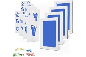 SEPWGUMD TECKI Kit Empreinte Pieds et Mains, Tampon Cadeau, L'encre N'entre Pas en Contact avec La Peau, Empreinte De Patte De Chat et Chien (Bleu)