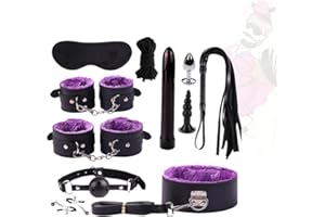 KUMEIER-CA GONDMAX Kit de Entrenamiento de Yoga Nocturno Romántico de Cuero y Felpa Ajustable, Caja de Regalo Sorpresa de Recuerdo, Conjunto de 11 Piezas, Para Adultos, Unisex, Ambidiestro, Color Púrpura