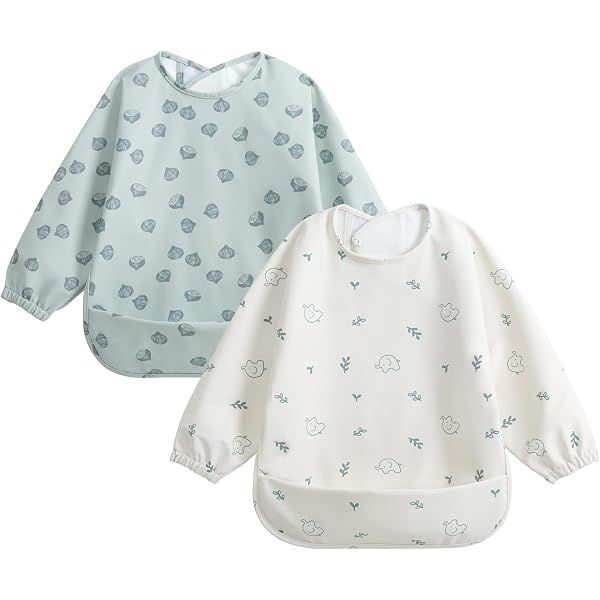 Bavoire De Sevrage PewinGo Avec Manches Longues - 2 Pièces - Imperméable - Lavable Machine - Pour Bébé 6 Mois à 3 Ans