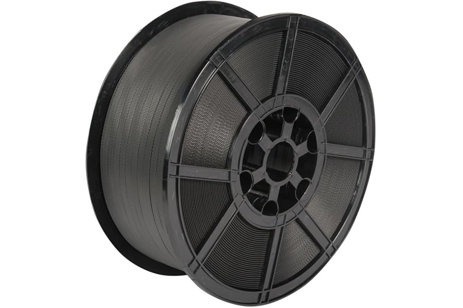 Black Pallet Strapping – Heavy Duty Polypropylene Strapping Banding Roll – 12 mm Wide Plastic Pallet Strap for Manual Packing, Warehouse & Shipping Load Securing 1500m Long
