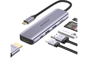 Hub USB C - Newmight 6 en 1 Adaptateur USB C avec HDMI 4K@30HZ, Port PD 100W, USB3.0 Transfert de données Rapide, Lecteur de Carte SD/TF, pour MacBook et Autres appareils de Type C