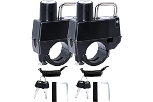 RUNYU 2 Stück Helmschloss Motorradhelm Schloss Universal Verbesserte Motorradhelm Sicherheitsschloss mit 4 Schlüssel, 2 Erinnerungsseil, Kompatibel mit 22mm-28mm Lenker (Schwarz)