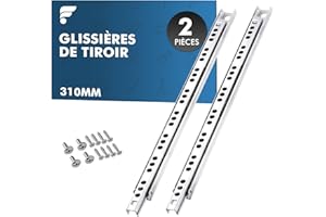 Shinfly Rails de tiroir 310 mm – Lot de 2 (1 paire), glissières à billes avec rainure de 17 mm, extension partielle, avec accessoires de montage