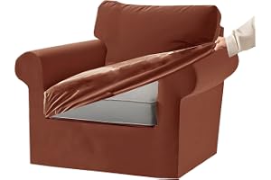 KYJSW Stretch Ektorp sofföverdrag med separata sittkuddar och ryggstöd överdrag sammet soffa överdrag med elastiskt band 1 2 3 4-sits set (mörkt orange, 1 sitssats 3 st)