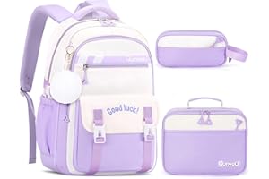 Amythe Plecak szkolny dla dziewcząt, 3-częściowy, swobodny plecak dziecięcy, lekki tornister szkolny dla dziewcząt w klasie od 2 do 5, do szkoły podstawowej, gimnazjum, zestaw toreb szkolnych z torbą