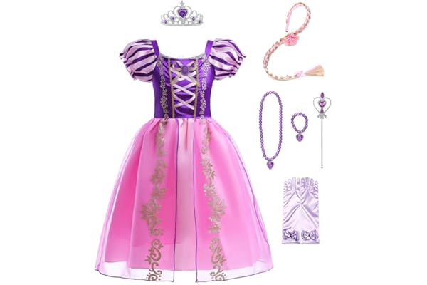Lito Angels - Disfraz de princesa, vestido de princesa Rapunzel, para fiesta, elegante, para niña