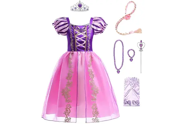 Lito Angels - Disfraz de princesa, vestido de princesa Rapunzel, para fiesta, elegante, para niña
