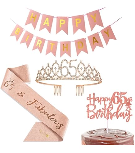GIF Scintillante per il 65° Compleanno con Numeri d'Oro - Scarica da