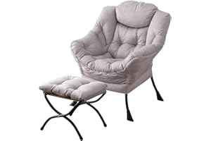 ‎WELNOW Welnow Lazy Chair mit Ottomane, moderner Lounge-Akzentstuhl mit Armlehnen und Einer Seitentasche, gepolstertes Sofa-Stuhl-Set für die Freizeit, Lesestuhl mit Fußstütze für kleine Räume, Eckstuhl