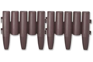 SUBTLETY 5,6m Holzoptik Rasenkante 28x24x1cm Beeteinfassungen Kunststoff Mähkante Dekorativ Garteneinfassung Palisade Abgrenzung 20 Stück Set Einfassung für Garten Beet Rasen (Braun)