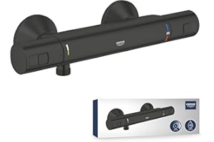 GROHE Precision Start, Duscharmatur, wassersparend (Thermostat für stets konstante Temperatur, Verbrühschutz bei 38°C, Mischbatterie mit Wasserspartaste für die Dusche), schwarz, 345942430