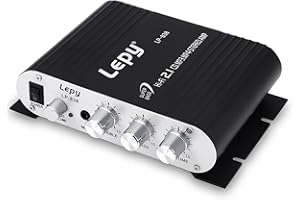 XRLUC 12V Mini Amplifier Powerful with 2.1 Channel Bass Subwoofer, Home Audio Music Stereo Hi-Fi Power Amplifiers 400 Watt Powerful Amp for Passive Speaker PC TV Phone Car Vehicle