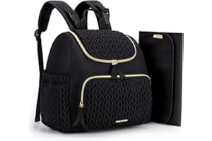 mommore Diaper Bag Small Diaper Backpack Stylish Baby Travel Backpacks with Insulated Pockets, Changing Pad, Stroller Straps