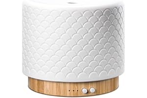 LANAFORM Moya - Ultraschall-Diffusor - Unterteil Aus Natürlichem Bambus – Deckel Aus Keramik - Beruhigte Atmung Dank Leuchtzyklen