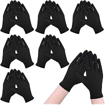LXUEJIE 6 Paar Baumwollhandschuhe Schwarz, Dünne Handschuhe Stoffhandschuhe Wiederverwendbare Handschuhe Weiche Textilhandschuhe für Täglichen Gebrauch und Nächtliche Pflege Kosmetik
