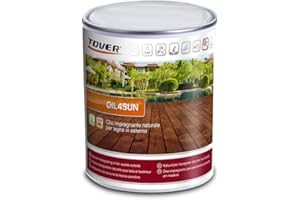 COMMERCIOEUROPA Olio Impregnante Naturale per Legno in Esterno - 2,5lt - Tover Oil4Sun
