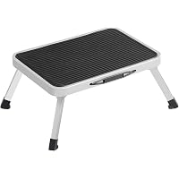 Marchepied Pliable Home Vida 2 Marches Antidérapant - Métal Blanc/Noir Compact 49x50x45 Cm