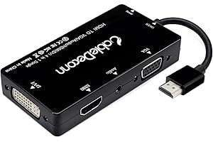 CableDeconn HDMI zu VGA DVI HDMI mit Audio 3,5 mm, Micro-USB-Konverter, Adapter-Kabel für HDMI-Laptops Computer usw., gleichzeitige Verbindung, schwarz